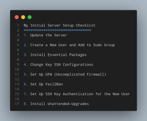 Read more about the article My Initial Server Setup Checklist